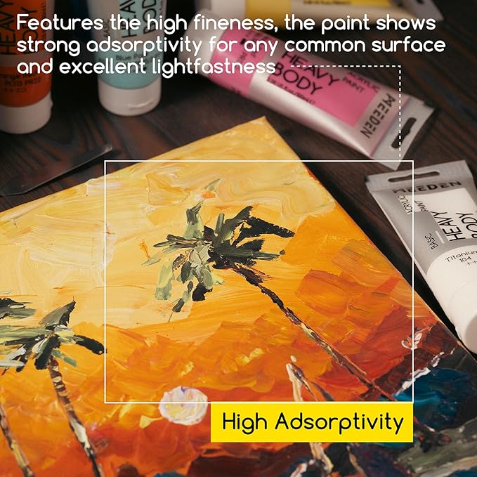 MEEDEN Acrylic Paint Set: 100ml/3.38oz x 40 Tubes - Heavy Body Acrylic Paint Set including 36 Colors & 4 x Titanium White