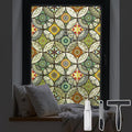 DKTIE Static Cling Decorative Window Film with Installation Tools Non Adhesive Privacy Film, Stained Glass Window Film for Bathroom Shower Door Heat Cotrol Anti UV, 17.7 x 78.7 Inch