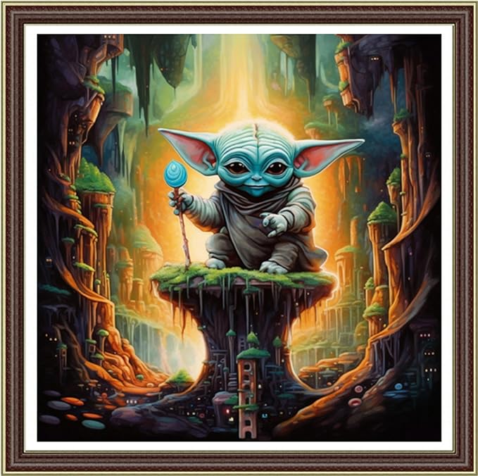Foxhool Beginners Cross Stitch Kits Stamped Full Range of Embroidery Kits for Adults DIY Cross Stitches kit Embroidery Patterns for Needlepoint kit-Magic Alien 17.7x17.7 inch