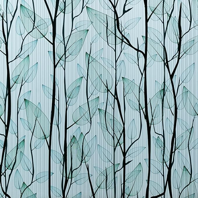 DKTIE Nature Pattern Rainbow Window Film Decorative Stained Glass Window Film Static Cling Films Easy Apply Removable Comes with Tools (U1747-Reeded Glass, 17.7" x 118.1")