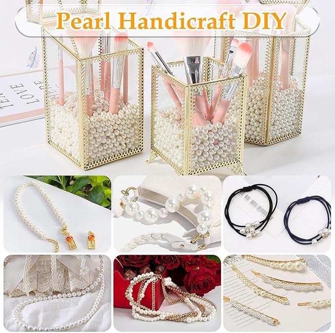 Anezus Ivory Faux Fake Pearls, 8 MM Sew on Pearl Beads with Holes for Jewelry Making, Bracelets, Necklaces, Hairs, Crafts, Decoration and Vase Filler, 800pcs
