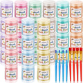Faccito 9 Pcs Sidewalk Chalk Paint Kit Non Toxic Paint Washable Powdered Chalks Mix in Water 9 Vibrant Colors with Paintbrush for Creative Sidewalk and Chalkboard Fun