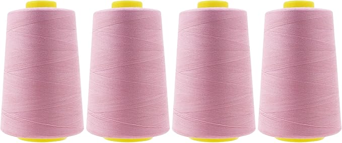 Mandala Crafts 4 Pack of Serger Threads Cones Spools - 40S/2 24000 Yards Polyester Dusty Rose Threads for Sergers Machine and Overlock Quilting Sewing Machine