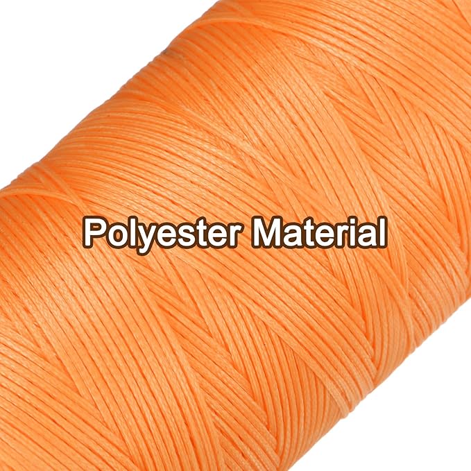 uxcell Leather Sewing Waxed Thread, 284 Yards / 260m 0.8mm 150D Flat Polyester All-Purpose Threads for Leather Crafts, Bookbinding, Orange