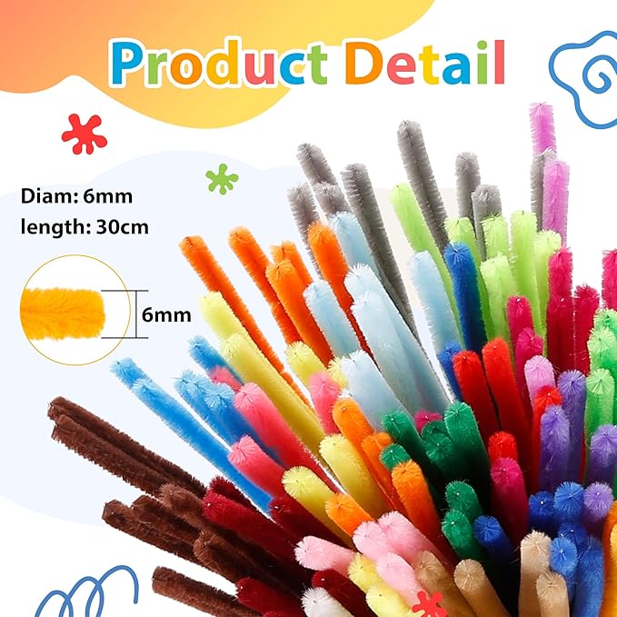 Caydo 500 Pieces Yellow Flowers Pipe Cleaners, Chenille Stems, Pipe Cleaner Crafts for DIY Art and Craft Projects Creative Gift Party Decorations
