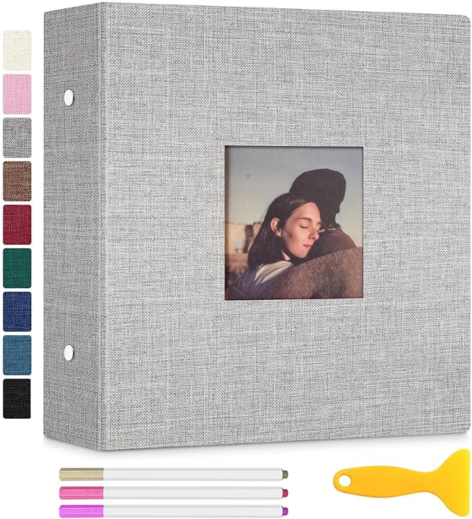 Zesthouse 18 In Photo Album Self Adhesive with Picture Display Window, 3-Ring Scrapbook Albums 60 Pages Holds 10x12 8x10 5x7 4x6 Photos, DIY Photo Book Ideal Gift for Family Wedding Baby