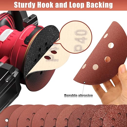 40 Grit 5 Inch Sanding Discs Hook and Loop Sandpaper, 100 PCS 8 Hole Adhesive Coarse Sand Paper for Random Orbital Sander