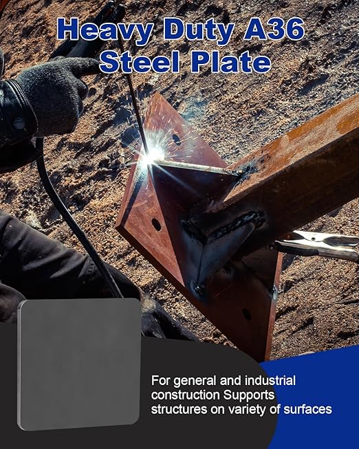 Rocaris 2pcs 10 X 10 X 1/4 Inch A36 Steel Plate Hot Rolled, Metal Square Plate for Construction Boards, Structure Support, Weldable Square and Industrial