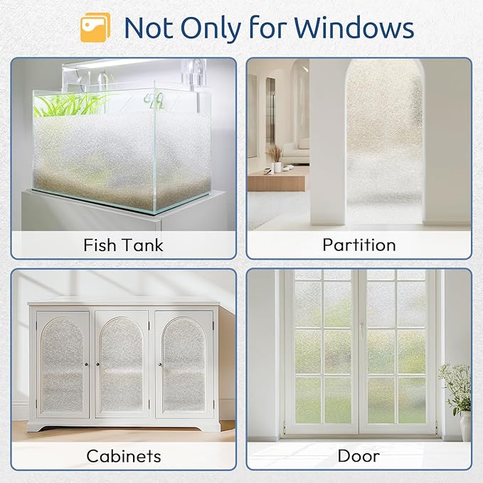 rabbitgoo Window Privacy Film Frosted Glass Film, Decorative Cling UV Sun Blocking Decals, Frosting Window Clings for Home Bathroom Door Coverings, 23.6 x 118.1 inches