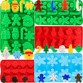 Christmas Silicone Molds Christmas Chocolate Molds Candy Molds for Baking Sweet Treats,Cake Xmas Gift Handmade Soap Candles with Shape of Christmas Tree, Santa Head Party Decoration Red,Green,Blu