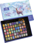 Mini Shimmer Watercolor Paint Set, 60 Colors Glitter Metallic Watercolour Painting Sets, Solid Pearl Water Color Paints for Artists, Amateur Hobbyists and Painting (60 Colors)