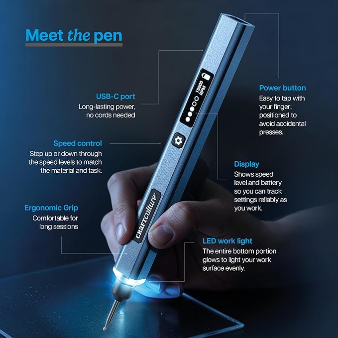 EtchMate Engraving Pen for Metal, Wood, Glass, Plastic & All Materials - Engraver Pen Tool - Teen Boy Gifts - Unique Gifts for Women, Teenage Girl - Cool Christmas Gift Ideas - Craft Kits for Adults