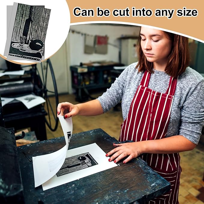 Yeaqee 4 Pcs Linoleum Block Rubber Carving Block Soft Linocut Blocks Large Linoleum Sheet Unmounted Lino Plates for Engraving Art Project Printmaking Artist Studio Supplies (12 x 18 Inch,Gray)