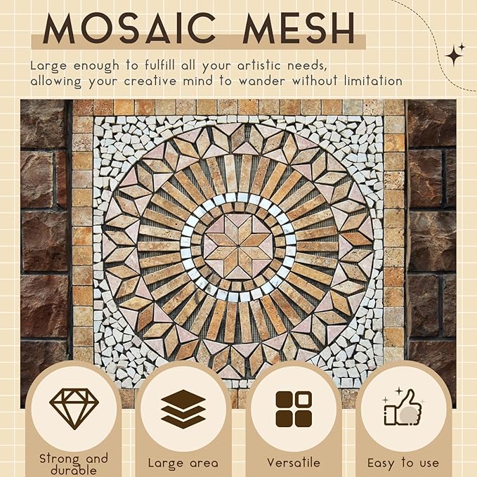 12" x 120" Mosaic Mesh for Back Mounted Tile Fiberglass Mosaic Mesh Backing Boast for Tile Installation Supplies Tools(Non Sticky)
