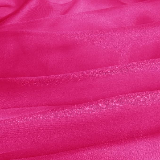 VACVELT Sheer Organza Fabric by The Yard, 60 Inch Wide Hot Pink Organza Fabric Bolt Bridal Sheer Tulle Fabric, Silk Organza Fabric Roll for Wedding Party Decorations Backdrop Curtain (1 Yard)