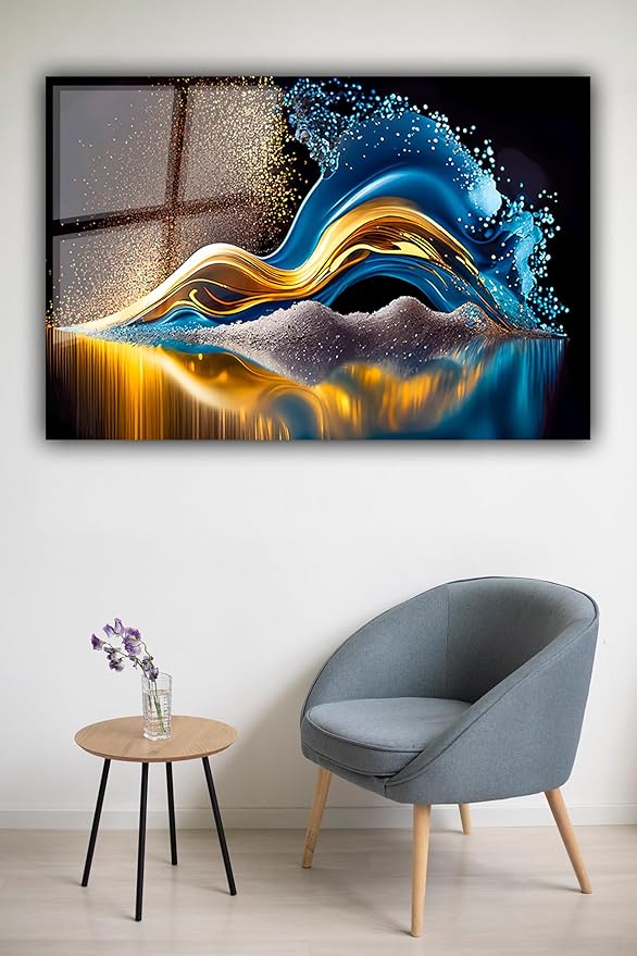 SpiritualHands Colorful Abstract Printed Tempered Glass Wall Art Painting for Living Room, Tempered Glass Modern Prints Decor, Large Vivid Color Panel for Bedroom, Kitchen, or Office
