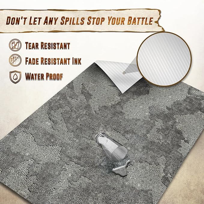 Battle Game Mat for DND - [48" x 72"] Wargaming Tabletop Map - Gaming Board for Warhammer 40k, Dungeons and Dragons, Wargame RPG - Vinyl Gaming Stone Terrain