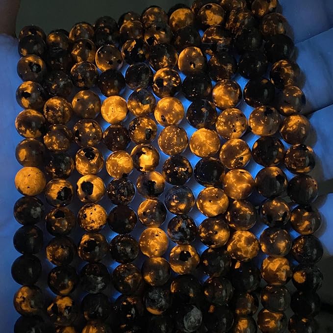 6MM 120pcs Natural Flame Yooperlite Stone Energy Beads Round Loose Beads for Jewelry Making DIY Bracelet Necklace 2 Strands 32"
