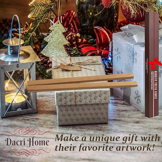 DACRI HOME 44" Magnetic Poster Hanger Frame - Sturdy Teak Wood Poster Frame 44x18 44x24 44x36, Strong Magnets for Easy Hanging Map Picture Print Scroll Wall Art (44 Inch, Black)