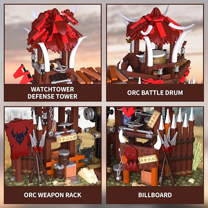 BNG Bonfire Gate Building Set for Adult, Orc Fortress Gate Building Block, Home Office Decor, Stem Toy and Creative Gift for Teen Boy (1279PCS)