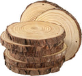 JEUIHAU 8 PCS 7-8 Inches Natural Wood Slices with Holes, Unfinished Predrilled Wooden Circles Tree Bark Slice, Blank Wooden Log Circles for DIY Crafts, Arts Wood Slices, Christmas Ornaments