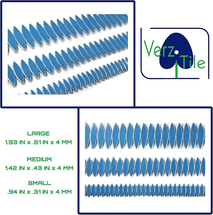 VerzTile Mosaic Tiles for Crafts - Petal Shaped Ceramic Tile Craft Hobbies & Art Projects 39 Color Options Endless Creativity DIY Design (Electric Blue)