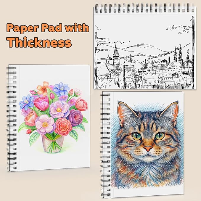 5.5" x 8.5" Sketch Book ，2 Pack 80-Sheets (68lb/100gsm)，Double-Sided Hardbound Sketchbook, Spiral Bound,Acid Free Paper Painting Drawing Writing Sketching Pad for Kids Adult Teens Girls Boys