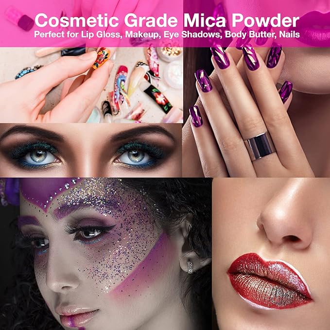 BALTIC DAY - Mica Powder, 75 Colors - 5 Chameleon Mica Powder for Epoxy Resin - Colorshift Mica - Resin Colorant for Lip Gloss, Soap Making, Candle, Nail, Bath Bomb, Paint, Car Freshies