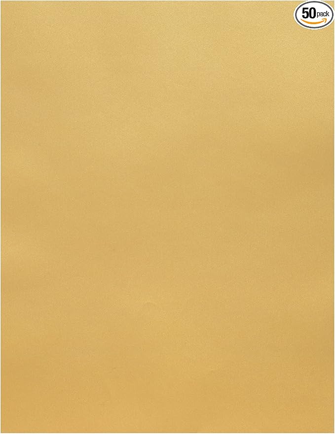 Quotidian Metallic Gold Flat US Letter Translucent Vellum Paper Printable Sheets 8.5" x 11" (21.6 x 27.9cm) Pack of 50 - Sketching Drawing Drafting Tracing