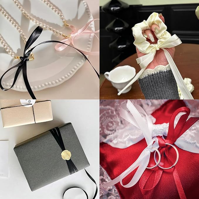 Tan Satin Ribbon 1/4 Inch X 50 Yards Solid Color Double Faced Ribbons Perfect for Crafts Wedding Decor Bow Making Arts Sewing and More
