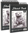CONDA 5.5 x 8.5 Sketchbook Book - Top Spiral Bound Pad, 2 Packs of 100-Sheets (68lb/100gsm) Acid Free Artistic Paper for Drawing, Painting, Writing - Ideal for Beginners Artists