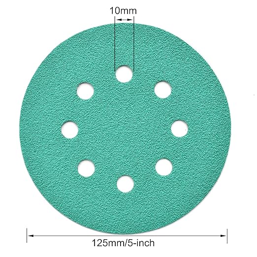 5-Inch 8-Hole Wet Dry Sanding Discs 60 Grit, Polyester Film Backed Heavy-Duty Hook and Loop Sandpaper for Random Orbital Sander, 50-Pack