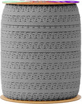 Mandala Crafts Charcoal Stretch Lace Soft Elastic Trim Roll - 55 Yards 1 Inch Wide Stretchy Frilly Picot Ribbon for Sewing Lingerie, Headbands, Underwear, and Crafts