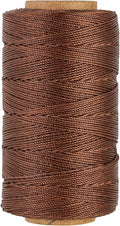 Bonded 0.8mm Round Waxed Polyester Cord, 3-ply Wax Coated Thread, 197 Yards Stiff String for Heavy Duty Fabric, Leather Sewing, Book Binding, Upholstery Repair, and Macrame Jewelry - Deep Coffee