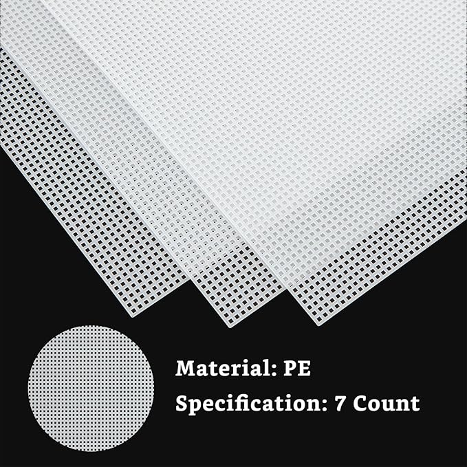 24PCS 7 Count Plastic Mesh Canvas Sheets, 7 CT Perforated Plastic Stitching Canvas Cross Stitch Mesh Canvas for Embroidery, Crafts DIY Crochet Projects, 13.2 X 10.2 Inch, White