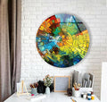 My Photostation.com 10''(25cm) Diameter Stained Yellow Round Glass Wall Art Tempered Glass Printing Wall Decor Large Wall Art Wall Hangings