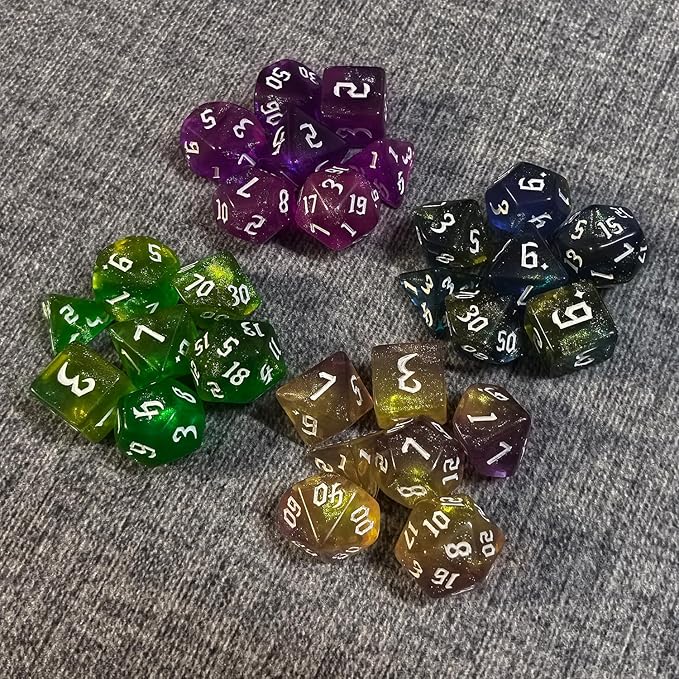 DND RPG Dice Set, Nebula Polyhedral Dice for Dungeons and Dragons, Mystery 7-Piece Set (Pale Yellow)