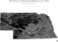 Muir Way Hydrological River Map of Nebraska - Watershed Topographic Wall Art for Home, Office, or Travel Decor - Unframed Flat Paper Print, 24x30