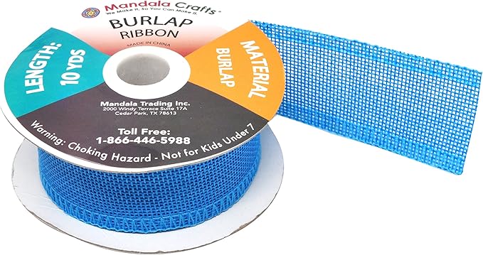 Mandala Crafts Sky Blue Burlap Ribbon 1.5 Inches Wide Jute Ribbons for Crafts - 20 Yds Roll Rustic Burlap Wrap Trim Ribbons for Wreaths Bows Wedding Party Decoration