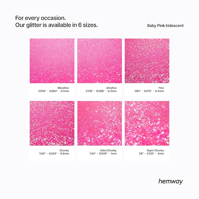 Hemway Polyurethane & Epoxy Resin Glitter 100g / 3.5oz Metallic Crystal Flake Additive for Flooring Jewelry Tumblers Glass Pigment - Extra Chunky (1/24" 0.040" 1mm) - Baby Pink Iridescent