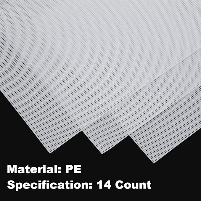12PCS 14 Count Plastic Mesh Canvas Sheets, 14 CT Perforated Plastic Stitching Canvas Cross Stitch PlasticMesh Canvass for Embroidery, Crafts DIY Crochet Projects, 8.2 X 11 Inch, White