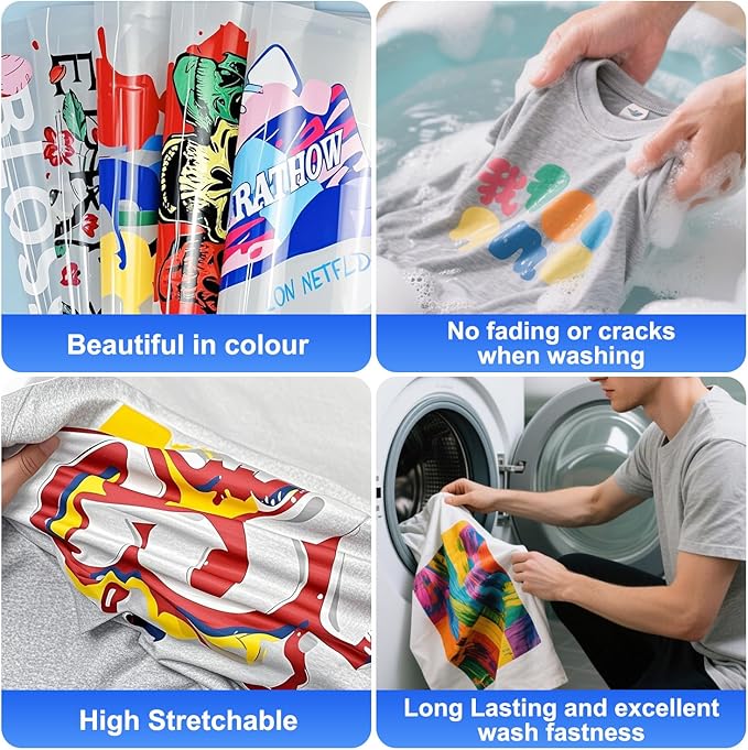 ZEHRAI 50 Sheets DTF Transfer Film 8.5" x 11" Double Sided Matte, Clear Cold Peel, Direct to Film Heat Transfer Film for All Fabric and Colors T-Shirts Textile