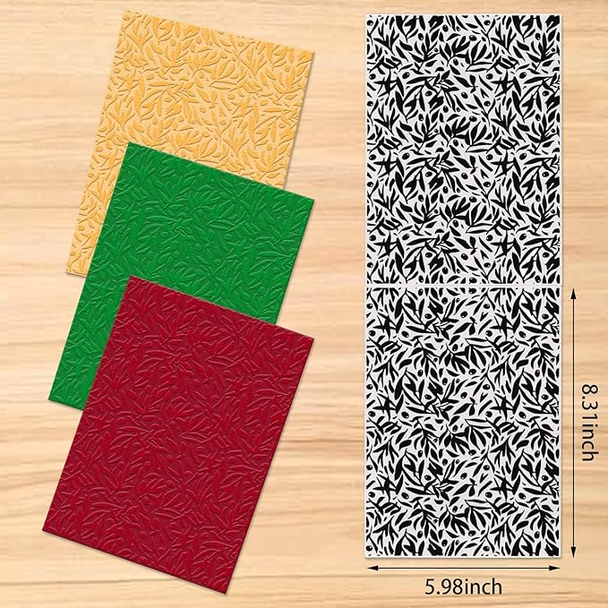 Glodecart Lawn Background Embossing Folder, Plastic Textured Impressions Special Pattern Grassland Leaves Embossing Folder Template for Card Making Scrapbooking Paper Craft Album Stamps DIY Décor