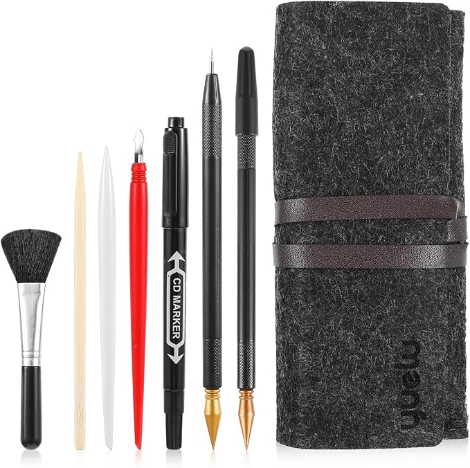 9Pcs Scratch Art Tools Set Including Artist Glove, Tool Bag, Scratch Coloring Pens, Plastic And Wooden Stylus, Scraper, Repair Pen, Clean Brush Scratchs Painting Drawing Tools for Adult Painting Paper
