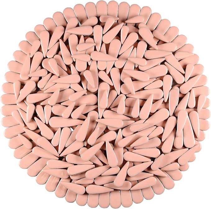 200g Petal Droplet Shaped Ceramic Mosaic Tiles for Crafts, Vibrant Colors, Ceramic Tiles for Mosaic Making Kits, DIY Arts and Crafts (Pink)