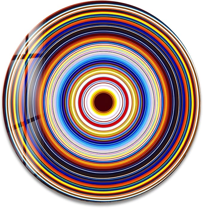 My Photostation.com 15.8''(40cm) Diameter Colorful Concentric Circles Round Glass Wall Art Tempered Glass Printing Wall Decor Large Wall Art Wall Hangings