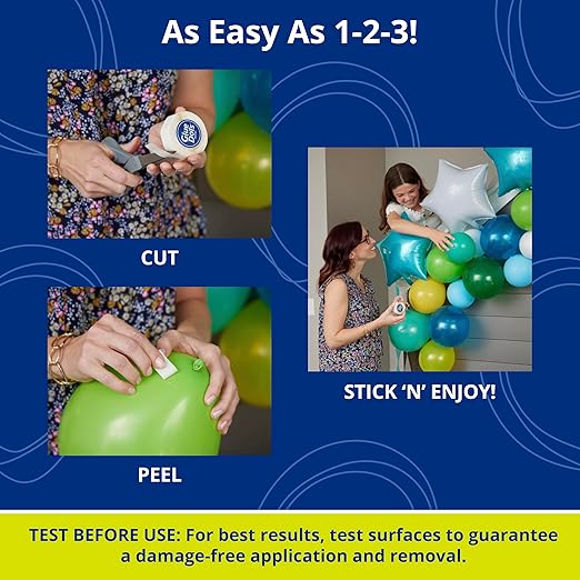 Glue Dots, Balloon Dots, Double-Sided, Permanent, 1/2", 3-Pack, 900 Total Dots, DIY Balloon Arch Decoration, Glue Tape for Party Wedding Birthday, Glue Stick and Tape Alternative, Clear