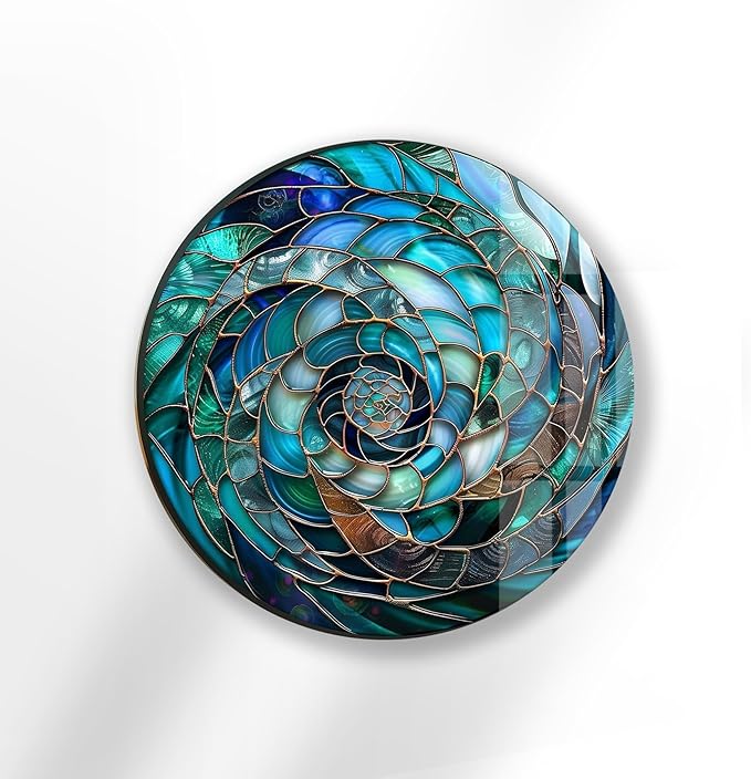 My Photostation.com 39,4''(100cm) Diameter Ocean Vortex Spiral Round Glass Wall Art Tempered Glass Printing Wall Decor Large Wall Art Wall Hangings