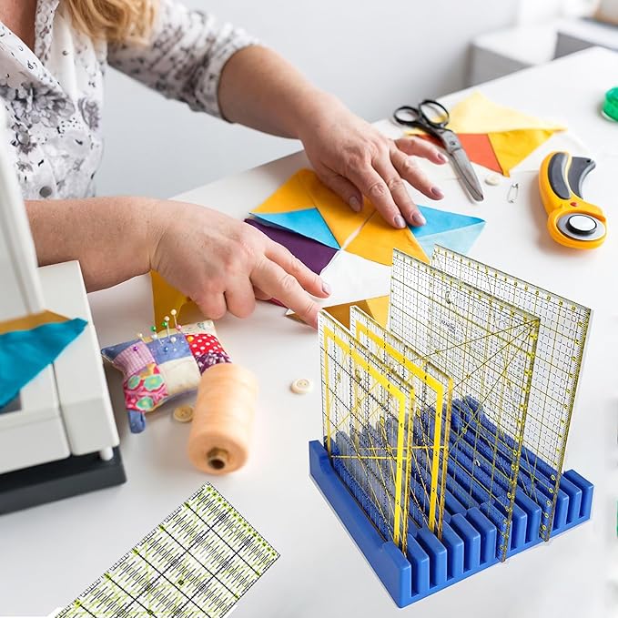 Storage Rack for Quilting Rulers, 12 Slot Ruler Holder Organizer and Storage (4-Pack)