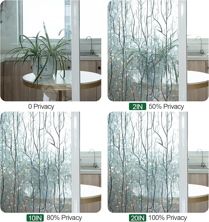 DKTIE Nature Pattern Rainbow Window Film Decorative Stained Glass Window Film Static Cling Films Easy Apply Removable Comes with Tools (U1747-rainbow, 35.4" x 118.1")